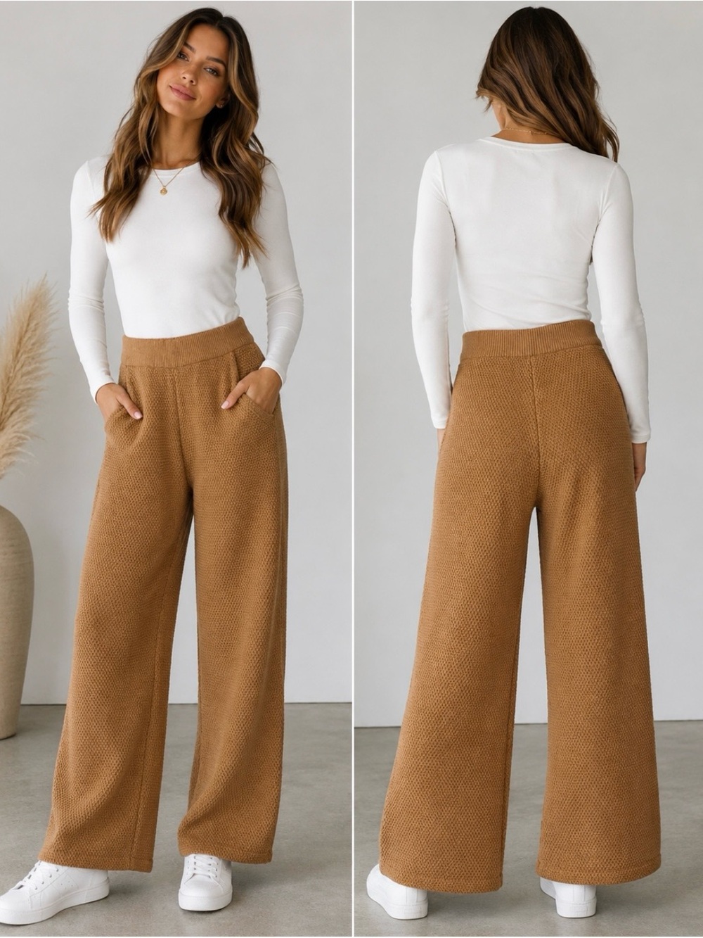 HEYSON Textured Knit Wide-Leg Pants -
Camel - NWT - Size Small